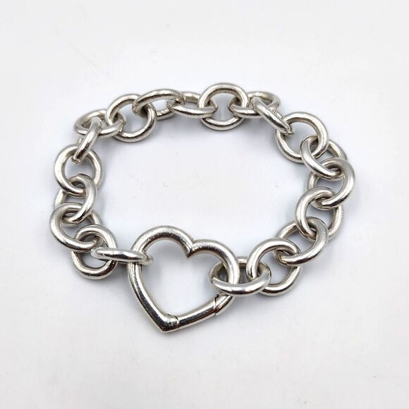 Tiffany & Co. Jewelry - Tiffany & Co. Sterling Silver 925 Heart Clasp Bracelet 7.5"
